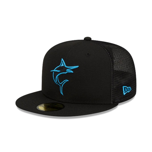 59Fifty Miami Marlins Negra total Logo Azul aqua