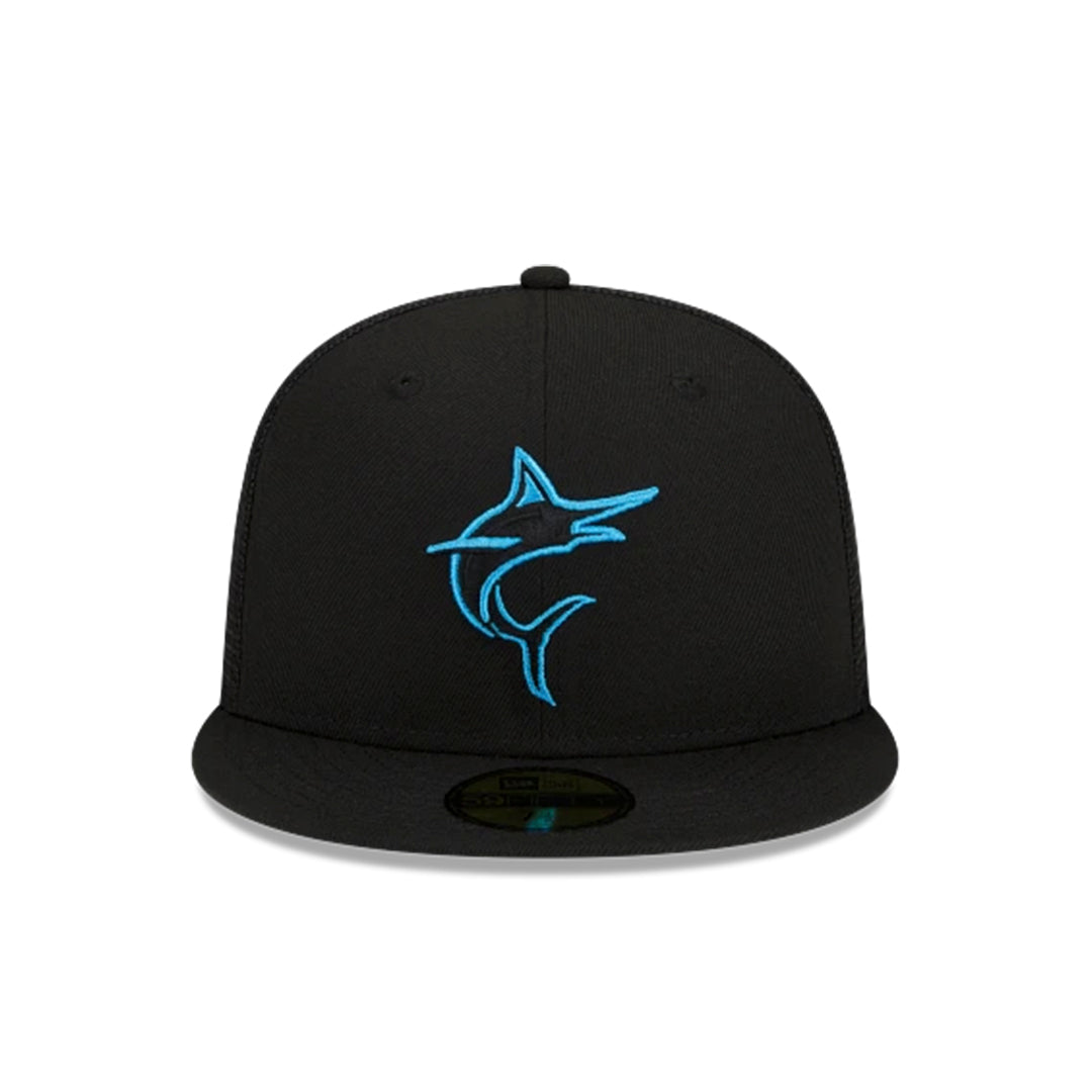 59Fifty Miami Marlins Negra total Logo Azul aqua