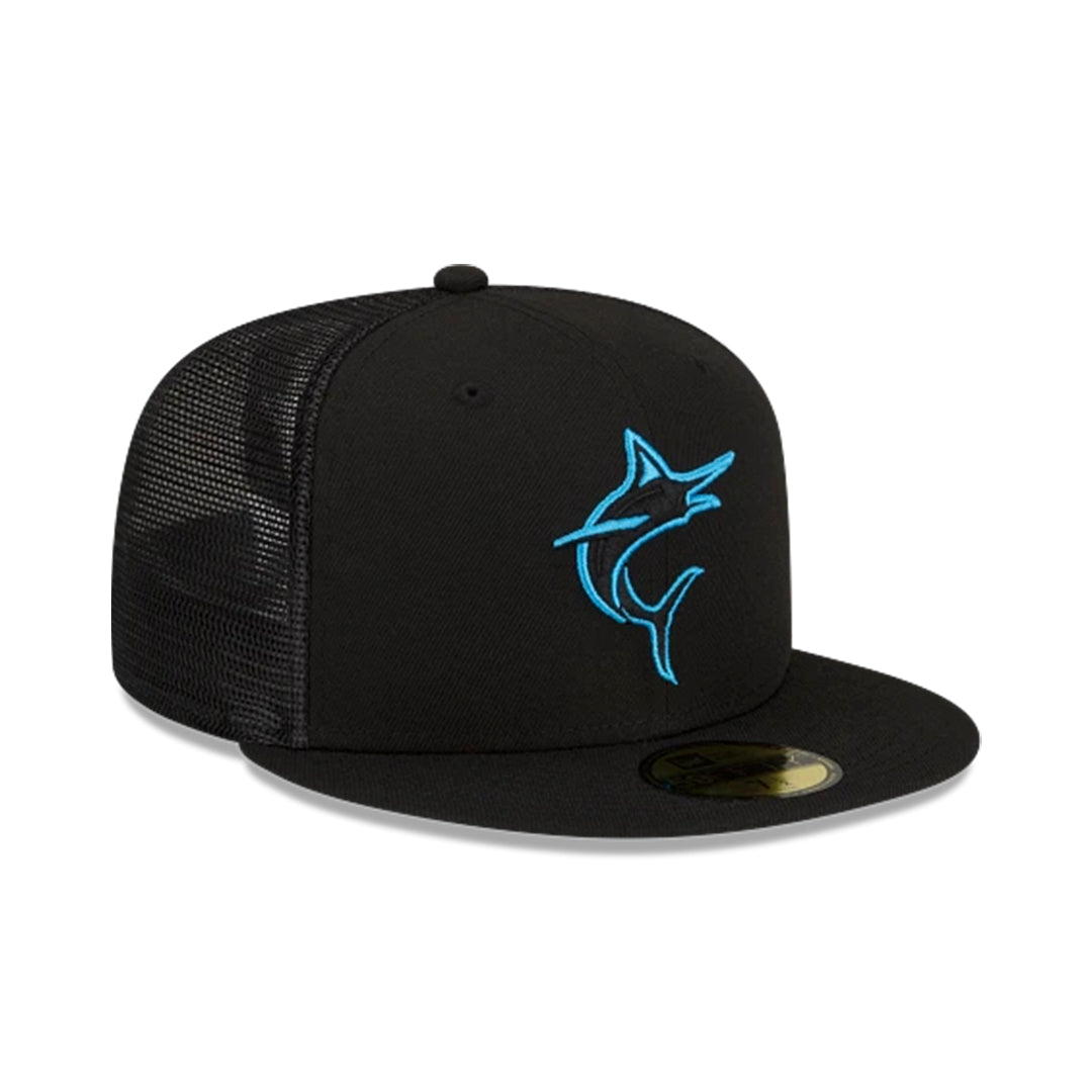 59Fifty Miami Marlins Negra total Logo Azul aqua