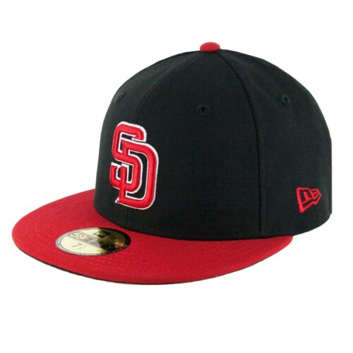 59Fifty San Diego Padres Negra / Rojo Logo Rojo/Bco