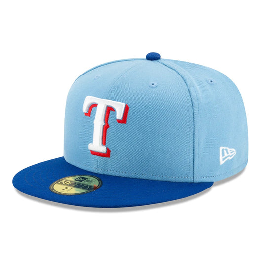 59Fifty Texas Rangers Azul Cielo/ Azul Rey Logo Blanco