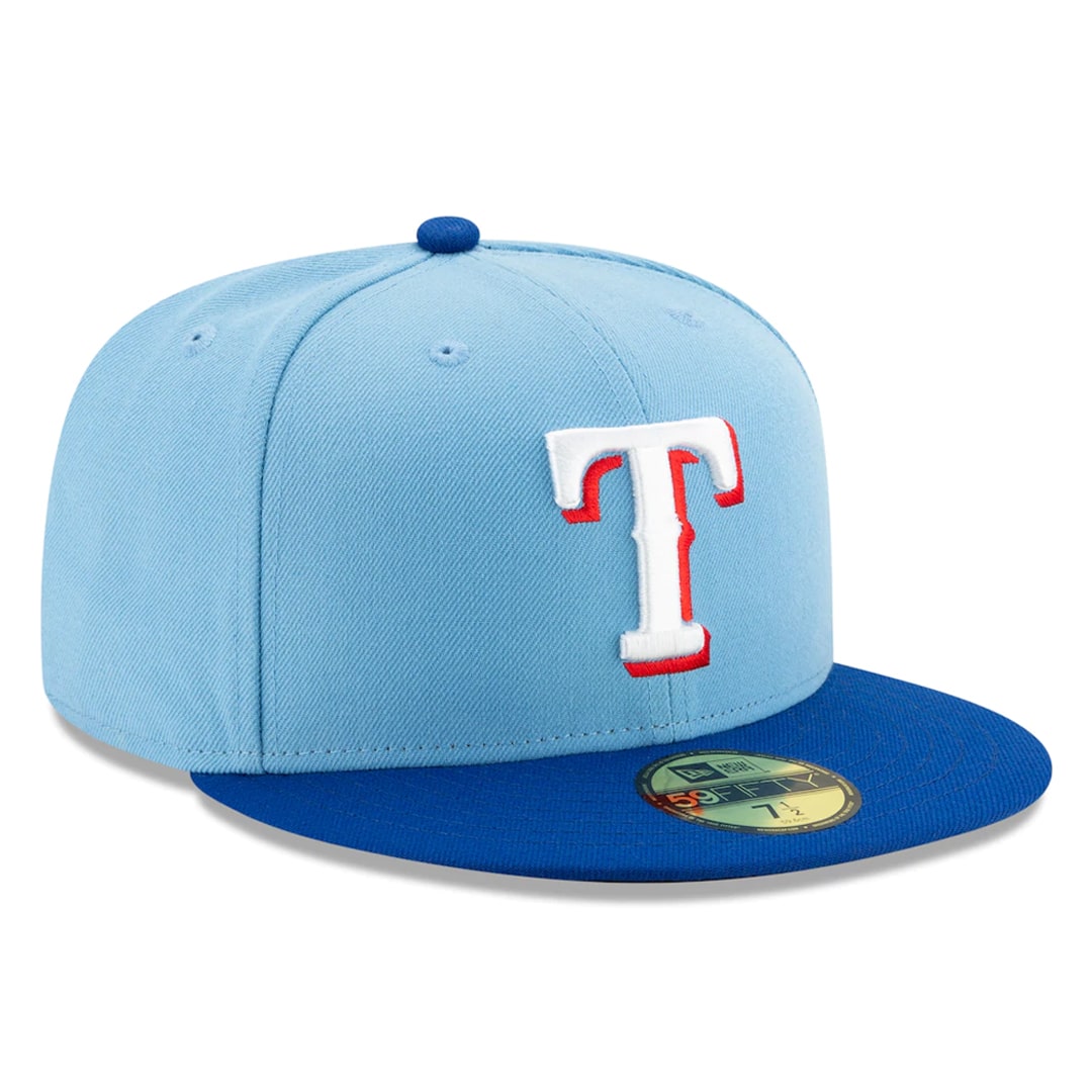 59Fifty Texas Rangers Azul Cielo/ Azul Rey Logo Blanco