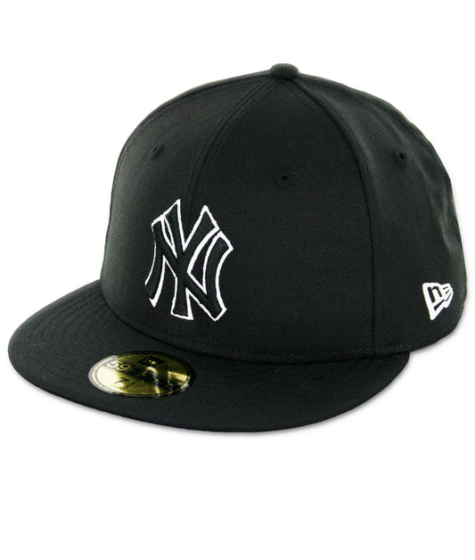 59Fifty New York Yankees Negra Total Logo Contorno Blanco
