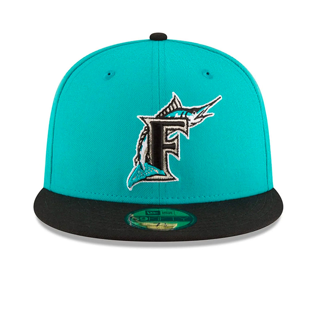 59Fifty Miami Marlins Azul aqua / Negro Cooperstown