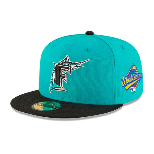 59Fifty Miami Marlins Azul aqua / Negro Cooperstown